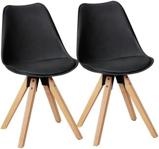 Kadima Design 2er Set Esszimmerstühle "Lund": Skandinavisches Design, Komfortables Sitzen. Schwarz, Material: Kunstleder, 49x52x87 cm