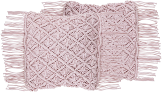 Kissen 2er Set YANIKLAR Baumwolle 40 x 40 cm Kein Muster Makramee Rosa