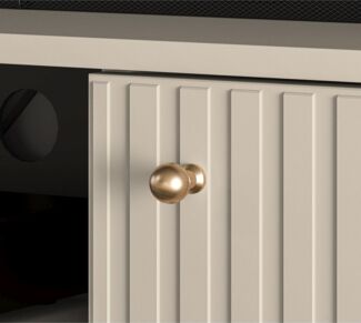 Lomadox Wohnzimmer-Set SALOU-131, (Mega-Spar-Set, 2-St, Vitrine Lowboard), kaschmir matt mit Rillenfront, Softclose-Funktion mit Beleuchtung