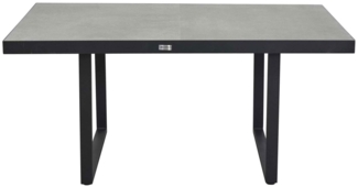 SONDRINO Couchtisch 85x140, Tischplatte: Keramik in Beton-Optik Alu-Gestell, V-Fuß, Farbe schwarz