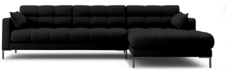 Micadoni Ecksofa Mamaia 5-Sitzer Rechts Strukturierter Stoff Schwarz Metall schwarz