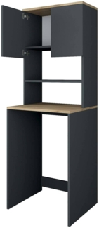 Dmora 2-türiger MehrzweckschrankFiamma, Multifunktionale Möbel, Schuhschrank, Besenschrank, 65x60h184 cm, Walnuss und Anthrazit