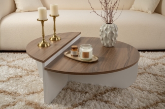 Couchtisch, 'Orion', 35 x 90 x 90, Nussbaum, Weiß