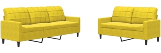 vidaXL 2-tlg. Sofagarnitur mit Kissen Gelb Samt 3278397