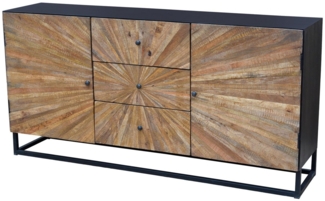loft24 Sideboard Tanay, Anrichte Mehrzweckschrank, Mangoholz, Metallgestell, 180 cm