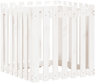 vidaXL Pflanzkübel Lattenzaun-Design Weiß 70x70x70cm Massivholz Kiefer 832463