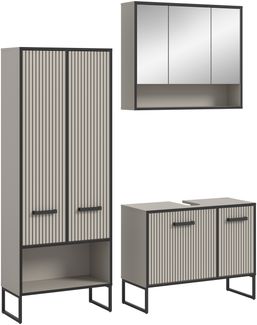 Badezimmer-Set >Bagno< (3teilig) in kaschmir Dekor - 154x192x36cm (BxHxT)
