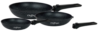 Bratpfanne Pfannen Set 3-tlg beschichtet Induktion schwarz Cheffinger FAD-03
