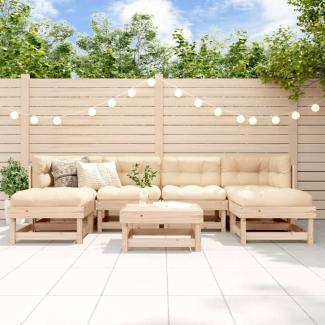 vidaXL 7-tlg. Garten-Lounge-Set mit Kissen Massivholz