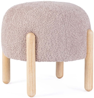 Hocker Dayla aus Boucle-Stoff, Altrosa, 45x45x38 cm