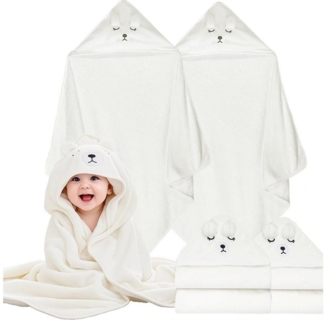 Mutig Kapuzenhandtuch 2 Stück Kapuzenhandtuch für Babys, 80x80 cm, (Babybadetuch aus Korallenvlies, für Kinder von 0, 1, 2, 3, 4, 5 Jahren), Handtücher für Babys und Neugeborene, weich & saugfähig