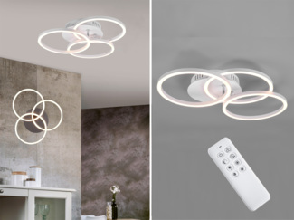 LED Deckenleuchte CIRCLE Weiß 3 Ringe verstellbar, Nachtlicht Ø43cm