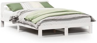 Doppelbett, Betten für Erwachsene, Massivholzbett ohne Matratze Weiß 135x190 cm Kiefernholz de4540