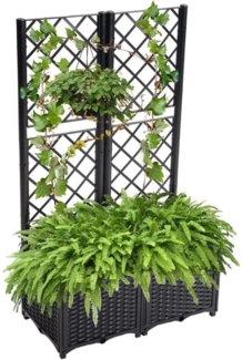 Mingone Rankkasten Hochbeet Pflanzgefäß Rankgitter Schwarz 80x40x136cm