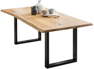 Esstisch 240x100 cm Metall und Holz Natur und Schwarz