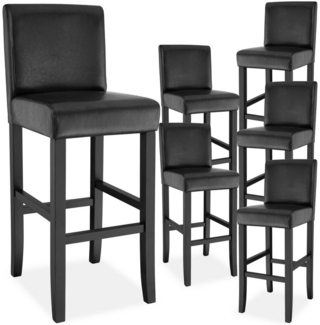 tectake Barhocker Barstuhl aus Kunstleder, gepolstert mit Rückenlehne, Stuhlbeine aus Massivholz, Sitzhöhe 76 cm