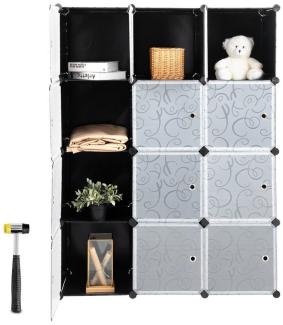 COSTWAY Kleiderschrank 12 Fächer, DIY Regalsystem, stapelbar, Kunststoff