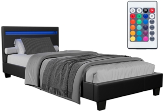 Juskys 'Verona' Polsterbett mit LED-Beleuchtung, Kunstleder, Schwarz, 90x200 cm, ohne Matratze