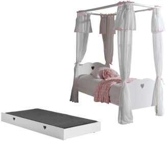 Himmelbett Kamila 211x96x187 Komplettzimmer MDF Weiß