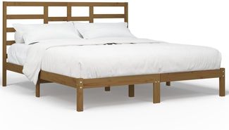 Doppelbett, Betten für Erwachsene, Massivholzbett Honigbraun 200x200 cm de652