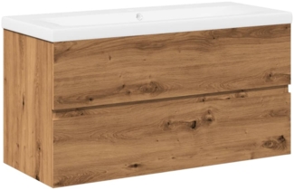 vidaXL Waschbeckenunterschrank mit Einbaubecken Artisan-Eiche 3328926