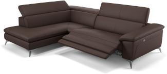 Sofanella Ledercouch STELLA Ledersofa Ecksofa Wohnlandschaft in Braun
