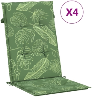 vidaXL Hochlehner-Auflagen 4 Stk. Blattmuster Stoff 361266