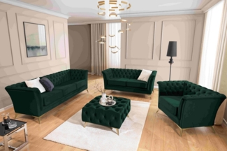 S-Style Möbel Polstergarnitur 3+2+1 Whitby, aus Samt mit goldenen, silbernen oder schwarzen Füßen