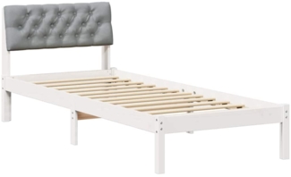 vidaXL Bettgestell Weiß und Hellgrau 75 x 190 cm Massivholz Kiefer 878653