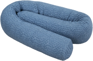 Roba Bettschlange Seashells Indigo aus Bio Baumwolle - Bettumrandung mit Punkte Motiv - Organic Content Standard & Oeko Tex Standard 100 zertifiziert - 170 cm lang - Ø 12 cm - Blau