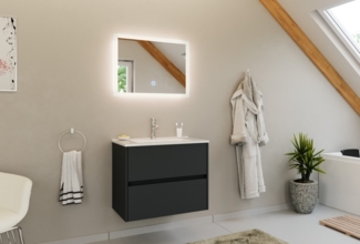 Badmöbel Set Taifun 2tlg. 70 cm mit LED Spiegel Grafit : Grafit
