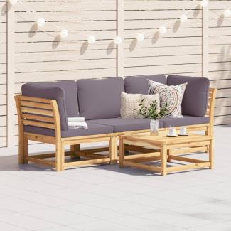 vidaXL 3-tlg. Garten-Lounge-Set mit Kissen Massivholz Akazie