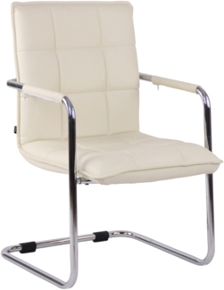 CLP Besucherstuhl Gandia Kunstleder mit Armlehnen,creme chrom