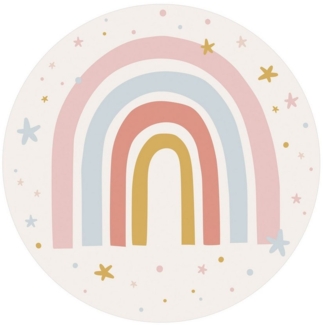 Bilderdepot24 Kinderteppich Vinyl Kinderzimmer Mädchen Jungen Regenbogen, rund - pastell glatt, nass wischbar (Saft, Tierhaare) - Saugroboter & Bodenheizung geeignet