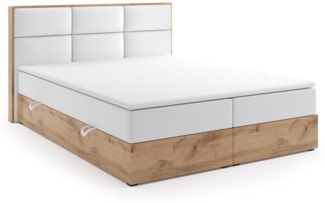 Labett Boxspringbett aus Holz im Loft-Stil LOLY 140x200 160x200 180x200 200x200 (2 Bettkästen, Topper), 7-Zonen Taschenfederkernmatratze H3 oder H4