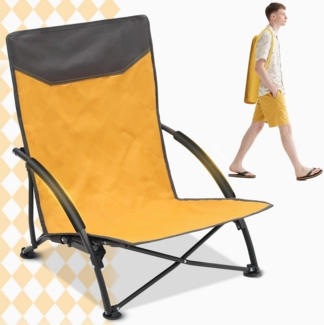 Sekey Klappstuhl Strandliegestuhl Klappbar leicht niedriger Strandstuhl Campingstuhl, mit Niedrigen Stuhlbeinen und bequeme Rückenlehne, bis 200 kg
