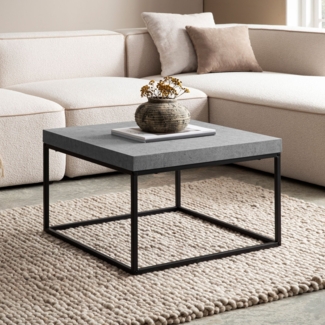 FINEBUY Couchtisch FB59780 (60 cm MDF, Wohnzimmertisch Beton Optik Klein), Sofatisch Grau Modern, Kaffeetisch Quadratisch
