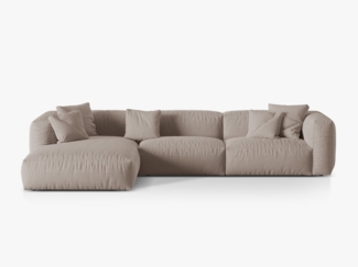 Micadoni Ecksofa Martina 3-Sitzer Strukturierter Stoff Dunkelbeige Links