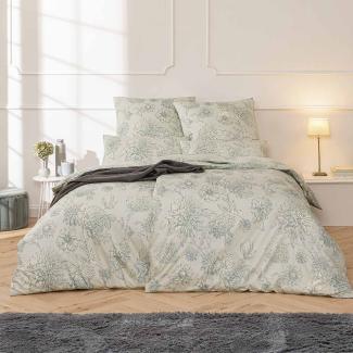 Estella Schweizer Premium Satin Bettwäsche 135x200 Martha reseda Blumen 2169-550