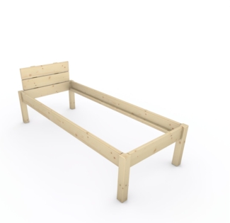 Pfostenbett "metallarm" Fichte Holzbett "Daybett" 80 x 200cm 48cm Einzelbett