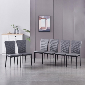 JYMTOM Esszimmerstuhl Samt/Kunstleder, hoher Lehne, Metallgestell, 4/6er-Set (6 St), Kunstleder, Gitter-Design, für Wohnzimmer, Büro, Klassenzimmer