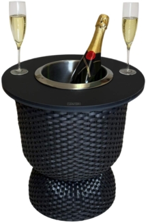 COOTAB Cooler Table PARIS Beistelltisch mit Edelstahl-Kühler - Schwarz