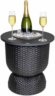 COOTAB Cooler Table PARIS Beistelltisch mit Edelstahl-Kühler - Schwarz