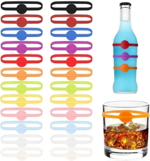 FELIXLEO Küchenorganizer-Set 24 Stück Glasmarkierer Silikon Wiederverwendbar Bunt Weinglas Marker, (24-tlg)