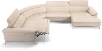 Sofanella Ecksofa STELLA Sofalandschaft Polstergarnitur Echtleder in Creme