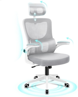 ALFORDSON Bürostuhl Ergonomischer, atmungsaktives Netzgewebe, (1 St), Selbsteinstellende Lendenwirbelstütze, 120° Neigungsverstellung