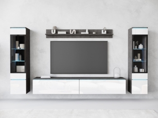 INOSIGN Wohnwand VERA II, Vitrinen Türanschlag wechselbar, (Komplett-Set, 4-St), Vitrine mit Verglasung, stehend und hängend, inklusive Beleuchtung