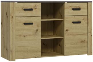 Kommode Offenburg Sideboard 137cm artisan eiche grau