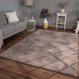 TT Home Teppich, Rechteckig, Höhe: 14 mm, Wohnzimmer Hochflor Teppich Kunstfell Modern Unifarben Flauschig Weich