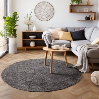 SIMPEX24 Teppich Unicolor - Einfarbig, Rund, Höhe: 30 mm, Modern Kurzflor Teppich Wohnzimmer Abstrakt Design Rosa Pflegeleicht